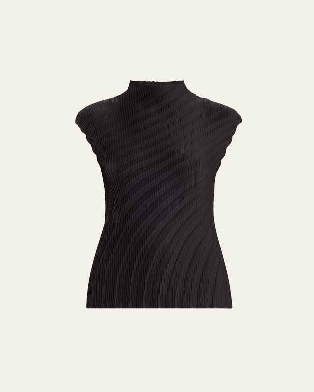 Nuance High-Neck Pleats Top